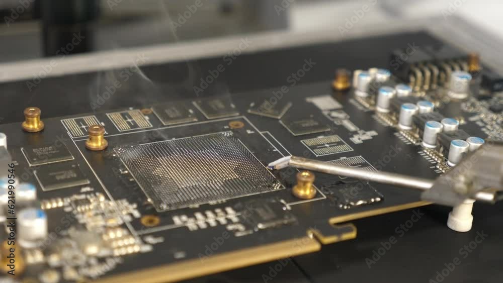 Infrared Computer Chip A video card with a freshly soldered GPU chip using an infrared ...
