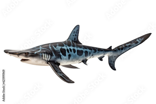 Smooth hammerhead shark Sphyrna zygaena , Transparent background. generative AI
