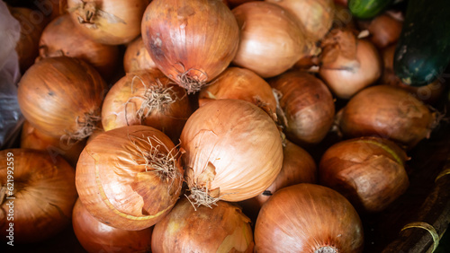 pile of onions in a traditional market