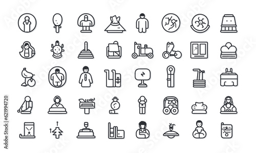 The basic arrangement of diagram symbols about health protection, medical equipment, doctors' equipment