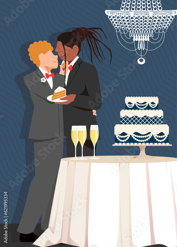 Everyday Life: Everyday Living - A gay couple at their wedding party