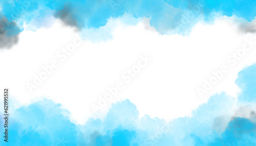 Watercolor background with blue cloudy brush and golden glitters spot.  © Kham