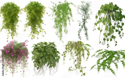 Fototapete Set of various creeper plants, vol