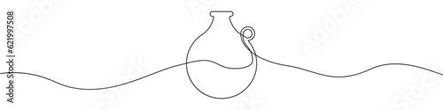 Jug glass icon line continuous drawing vector. One line Jug, milk, juice, wine icon vector background. The pitcher pours milk, juice, wine icon. Continuous outline of a Jug.