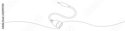 Aux USB adapter icon line continuous drawing vector. One line Aux USB adapter icon vector background. USB icon. Continuous outline of a Aux icon.