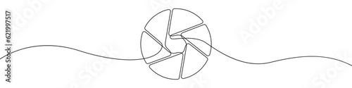 Camera lens icon line continuous drawing vector. One line Camera lens icon vector background. Aperture of the cameray icon. Continuous outline of a Camera shutter icon.