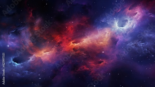 Abstract colorful space background with nebula  stars and planets