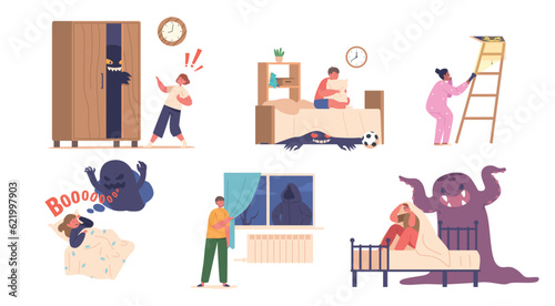 Children Characters Fear Monsters, Hiding Under Beds, Lurking In Closets. Their Imaginations Run Wild