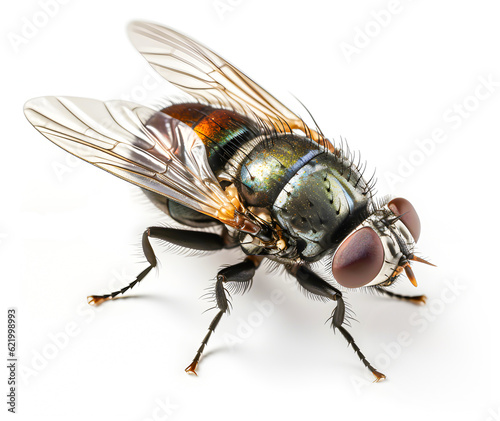 Wallpaper Mural Close-up of house fly on White Background - AI generated
 Torontodigital.ca