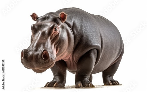 A hippo isolated on white background, Generative AI
