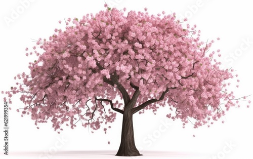 Pink cherry blossom blooming isolated on white background, Generative AI © amankris99