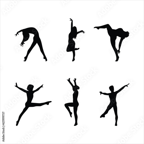 Set of female gymnastics silhouettes