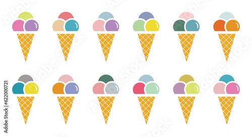 Set of tasty ice creams, Pastel ice cream set