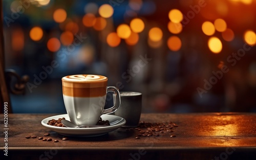 Cappuccino on Restaurant Table, Generative Ai
