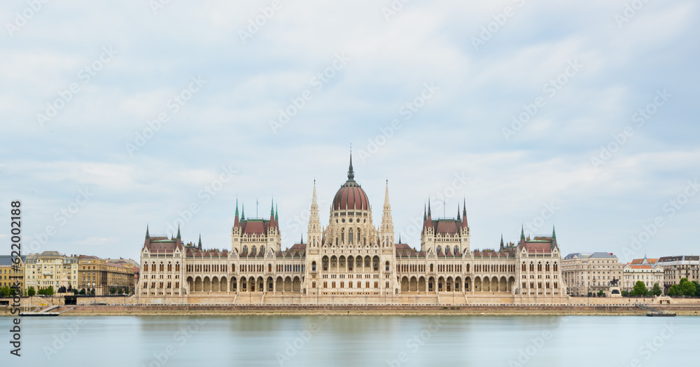 The Hungarian Parliament Building in Budapest, Hungary, on the river Danube