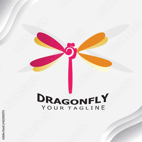 Dragonfly logo design modern and elegant minimalist color style monoline illustration
