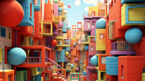 Colorful city 3d. ai generative