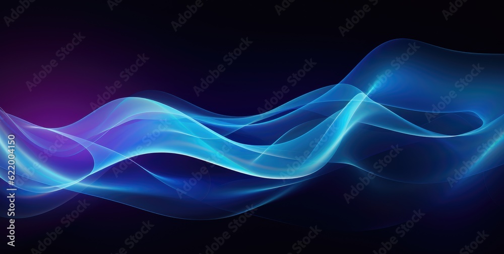 Blue black background with waves, generative ai Blue black background with waves, generative ai