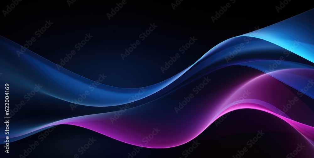 Obraz premium Blue black background with waves, generative ai
