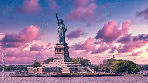 Colorful Statue of Liberty Sunset 