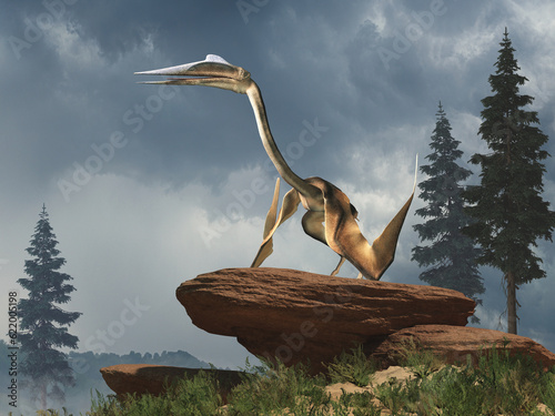 Quetzalcoatlus was the largest pterosaur, a type of flying reptile that lived during the Late Cretaceous period around 68-66 million years ago in what is now North America. 3D Rendering