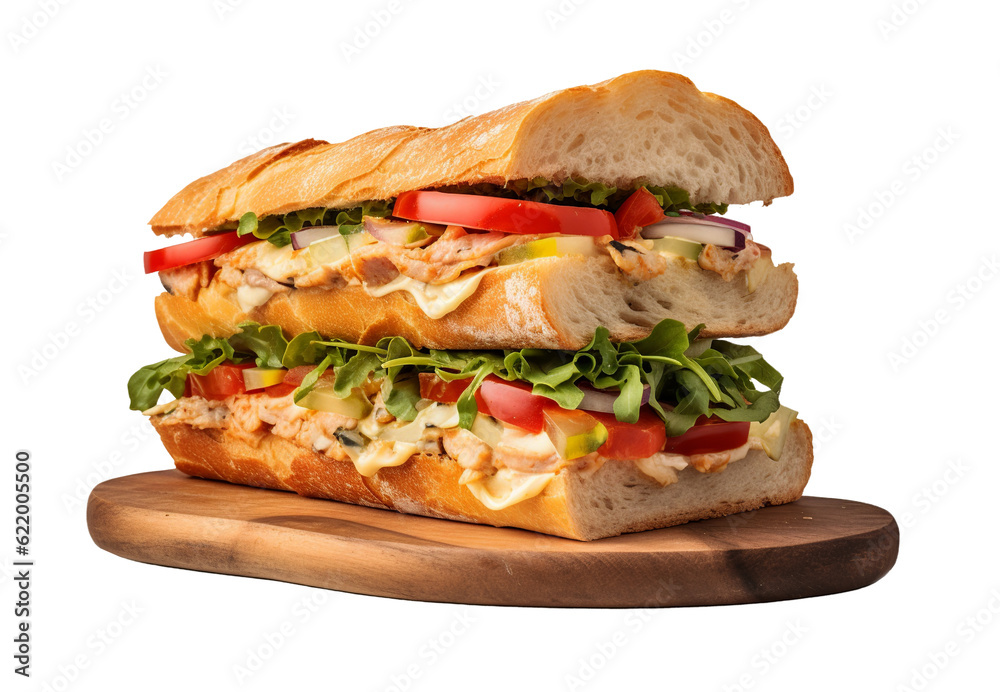 Rejemad sandwich on transparent background. Generative AI. Rejemad sandwich on transparent background. Generative AI.