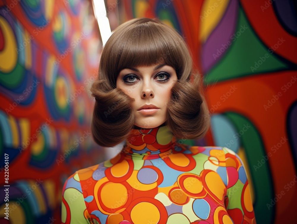 retro-fashion-female-model-in-a-60s-mod-dress-with-a-geometric-pattern