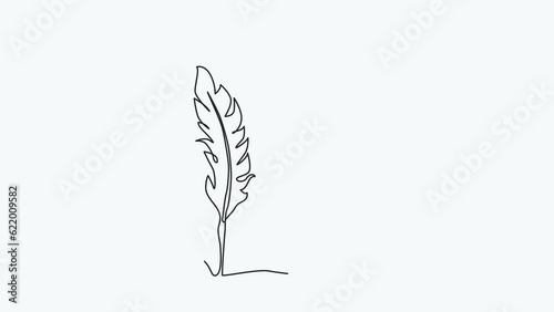 Self-drawing animation of continuous drawing of one line of feathers