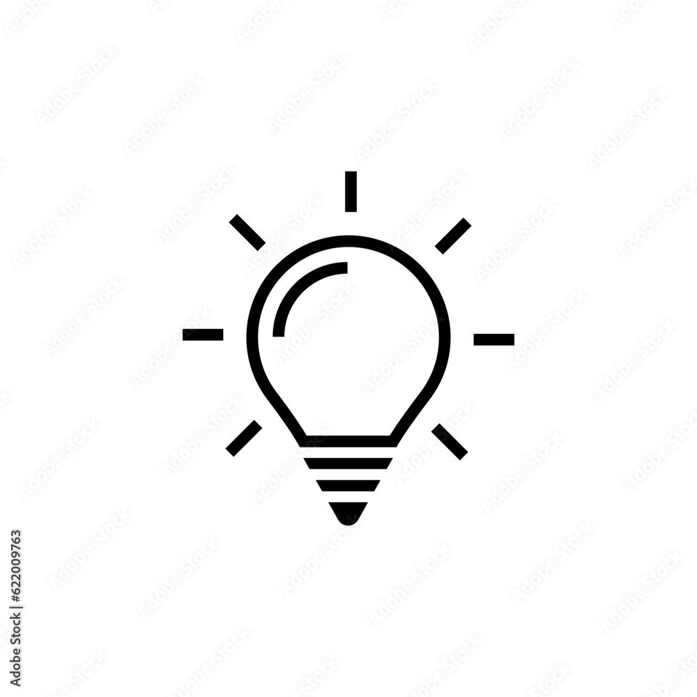 light bulb icon in black on white background, creative idea or eureka light bulb icon in black on white background, creative idea or eureka