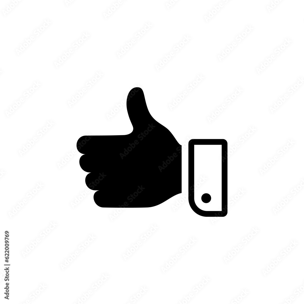 like icon in black on white background, thumb up, approval or ok like icon in black on white background, thumb up, approval or ok