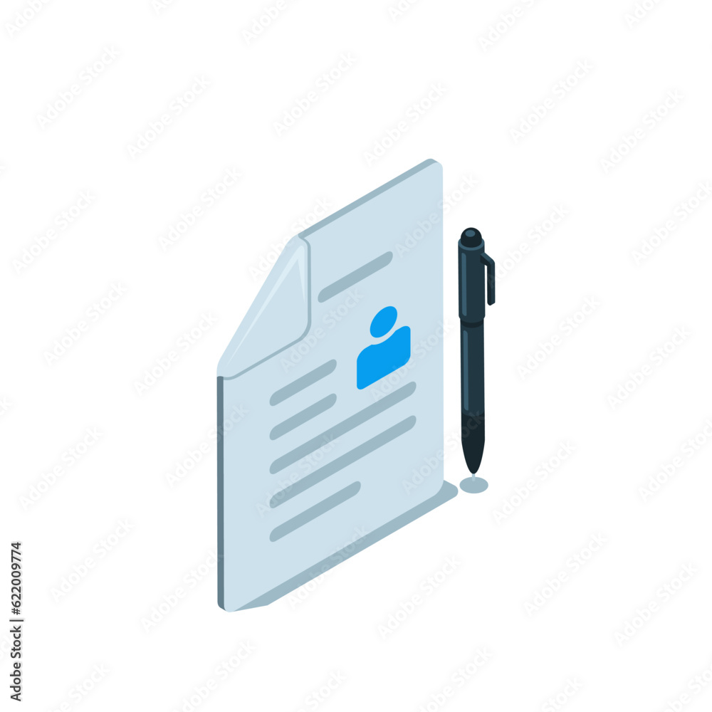isometric profile icon in black color on a white background, a sheet of paper with text and a person icon, personal data isometric profile icon in black color on a white background, a sheet of paper with text and a person icon, personal data