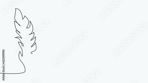 Self-drawing animation of continuous drawing of one line of feathers