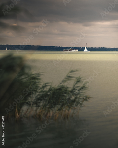 Lake Balaton with sailboats...