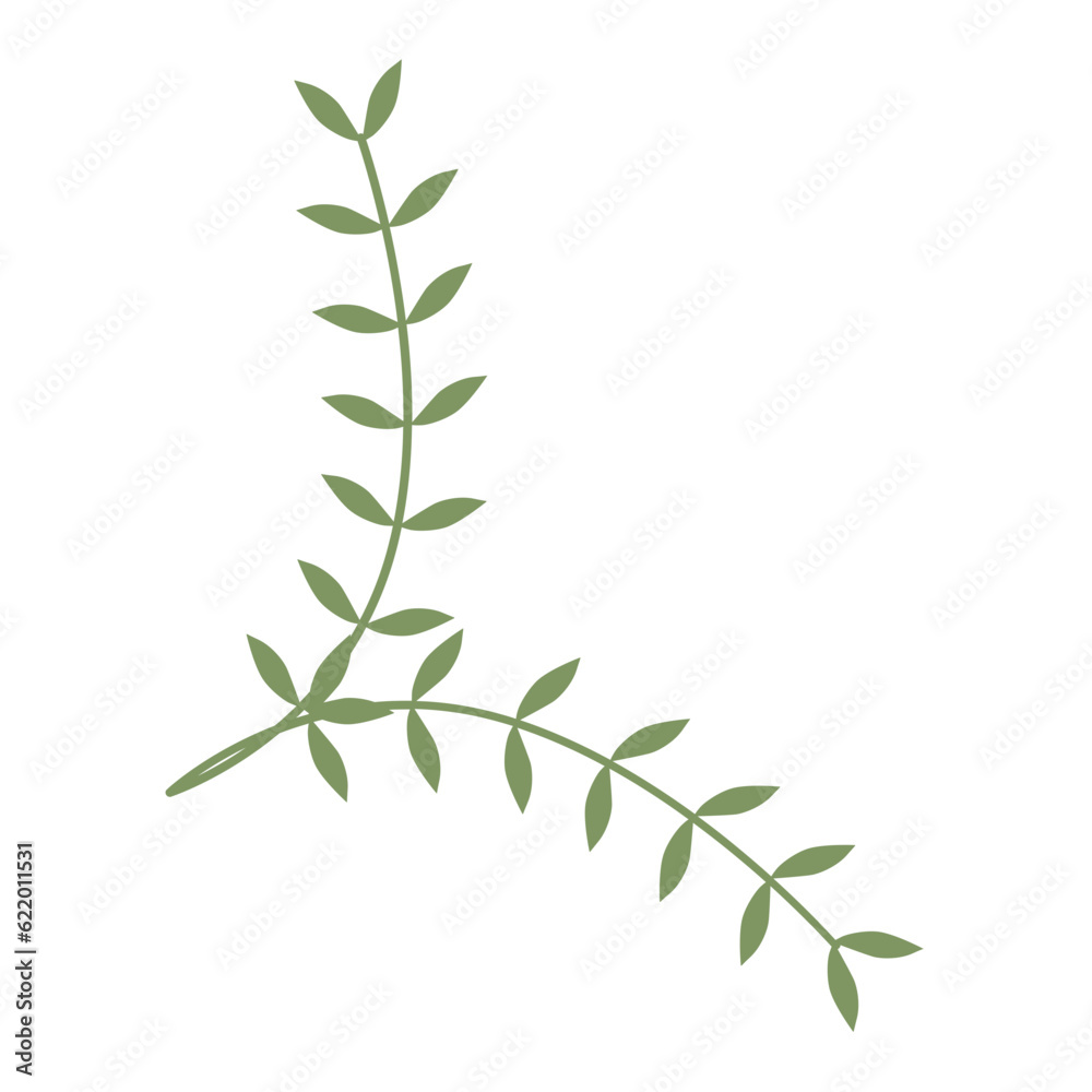 Obraz premium Green Color Leafy Branch Icon Minimalist