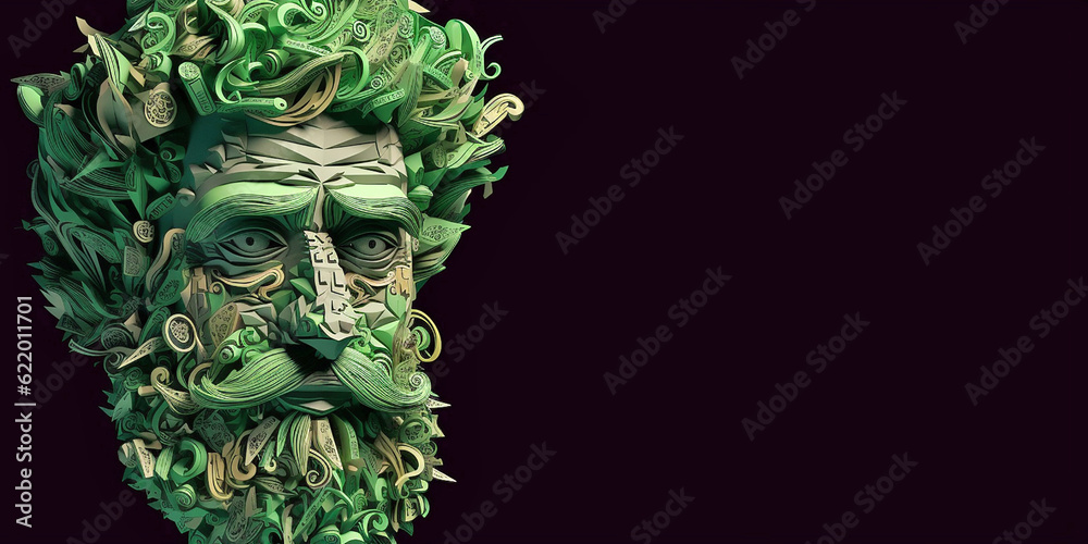Fototapeta premium St. Patrick's Day is a 3D mosaic image of this saint. Generative AI