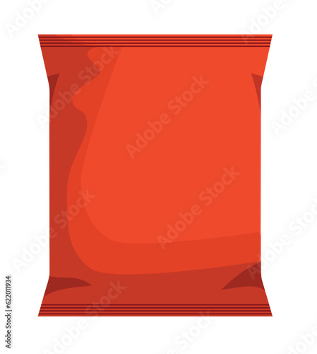 Red Blank Foil Food Snack Sachet packaging bag for coffee, salt, sugar, pepper, spices, sachet, sweets, chips, cookies or candy. Plastic bags template ready for your design