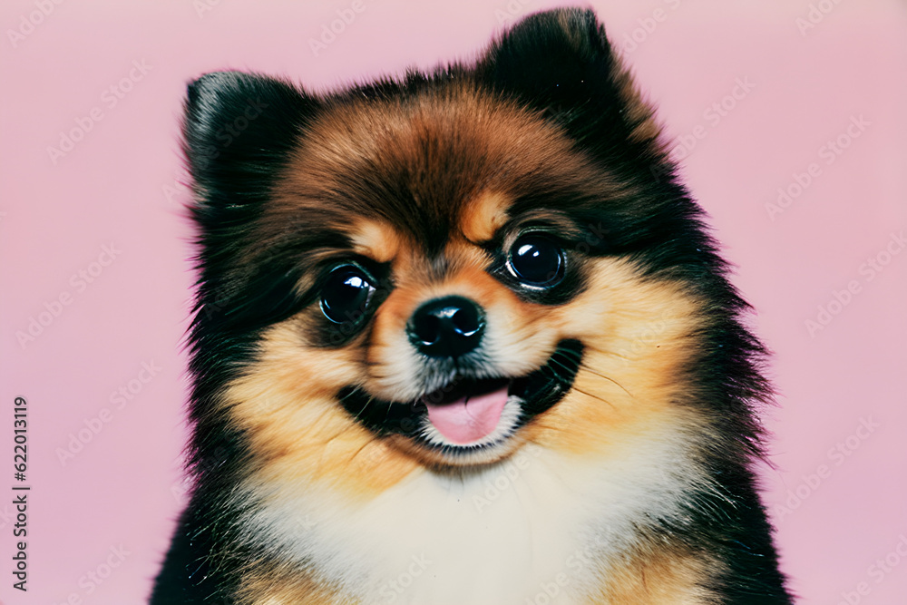 Obraz premium portrait of a pomeranian.Generative AI