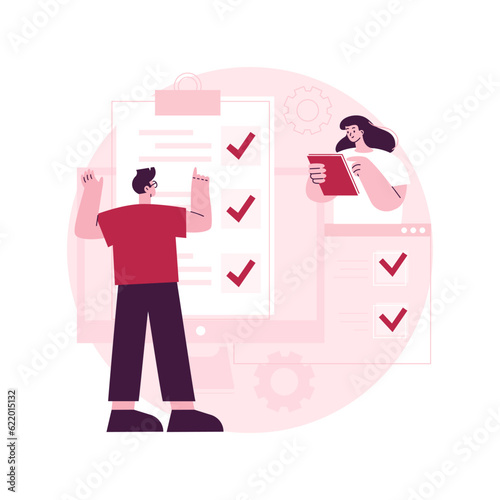 Online survey abstract concept vector illustration. Internet questionnaire form, online marketing research tool, data analysis platform, get audience feedback, customer service abstract metaphor.