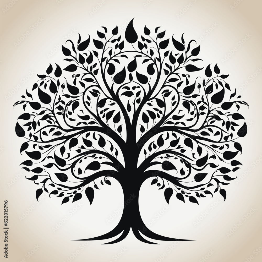 Obraz premium Hand drawn art tree on brown background
