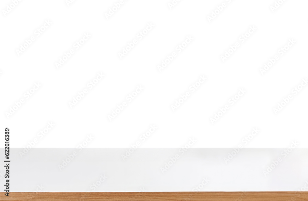 Empty white wooden shelf and white wall background. For product display. High quality photo Empty white wooden shelf and white wall background. For product display. High quality photo