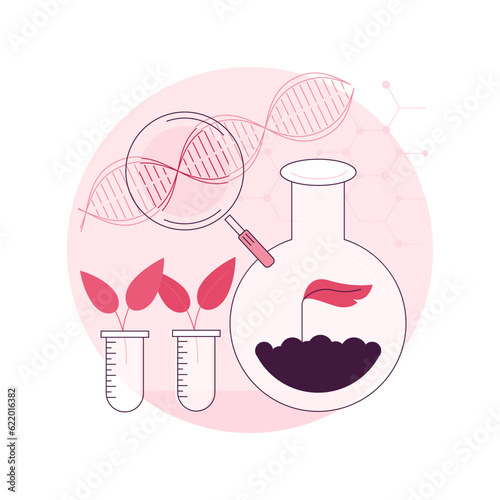 Genetically modified plants abstract concept vector illustration. Genetically modified crops, GM plants, biotechnology agriculture, adding new feature, gmo farming, transgenic abstract metaphor.