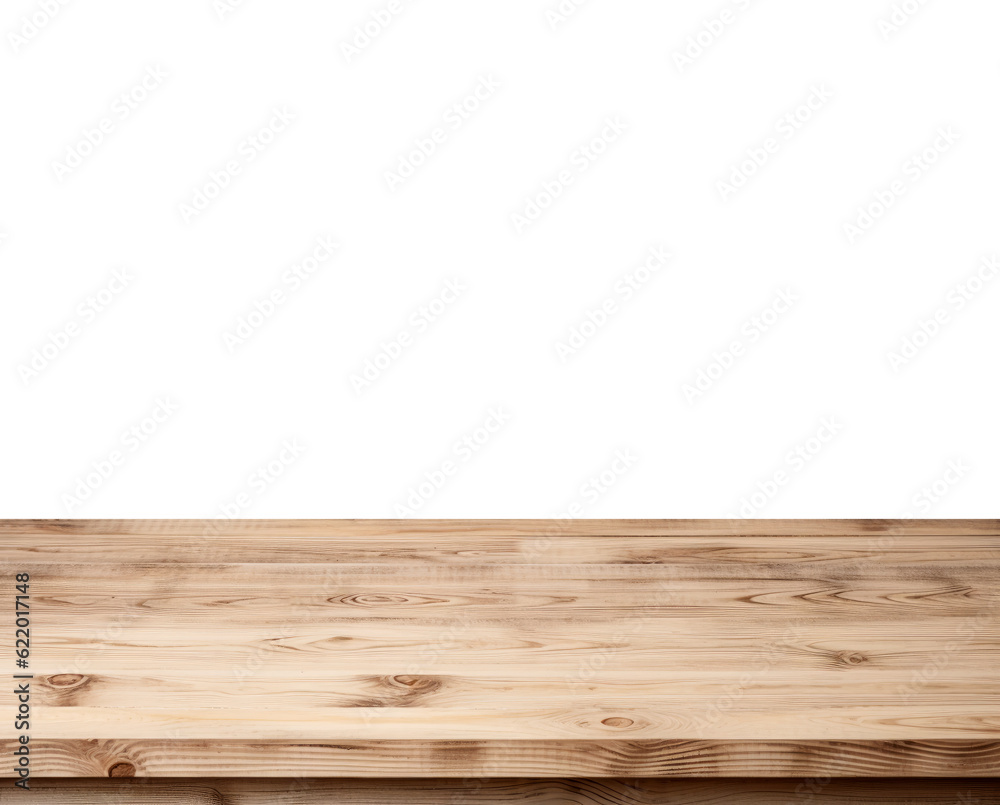 Empty natural wooden table top isolated on white background. For product display. High quality photo Empty natural wooden table top isolated on white background. For product display. High quality photo