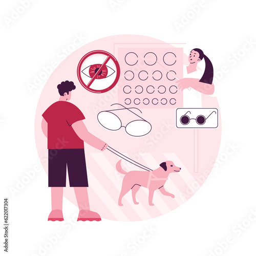 Blindness and vision loss abstract concept vector illustration. Vision problem, temporary sight loss, blindness diagnostic, eyes condition, visit ophthalmologist, symptom abstract metaphor.