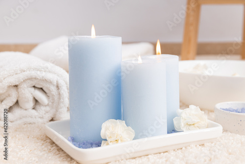 Concept of spa, relax and self care with spa accessories