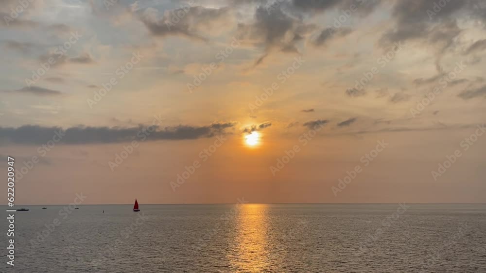 Sunset colorful Pastel sky and sea scenery. High quality FullHD footage Sunset colorful Pastel sky and sea scenery. High quality FullHD footage