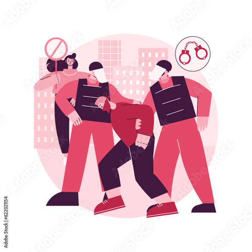 Arrest abstract concept vector illustration. Demonstration, public protest arrest, objection and disapproval, mass unrest, riot police, use of force, law enforcement, detention abstract metaphor.