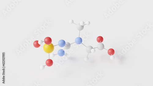 phosphocreatine molecule 3d, molecular structure, ball and stick model, structural chemical formula creatine phosphate