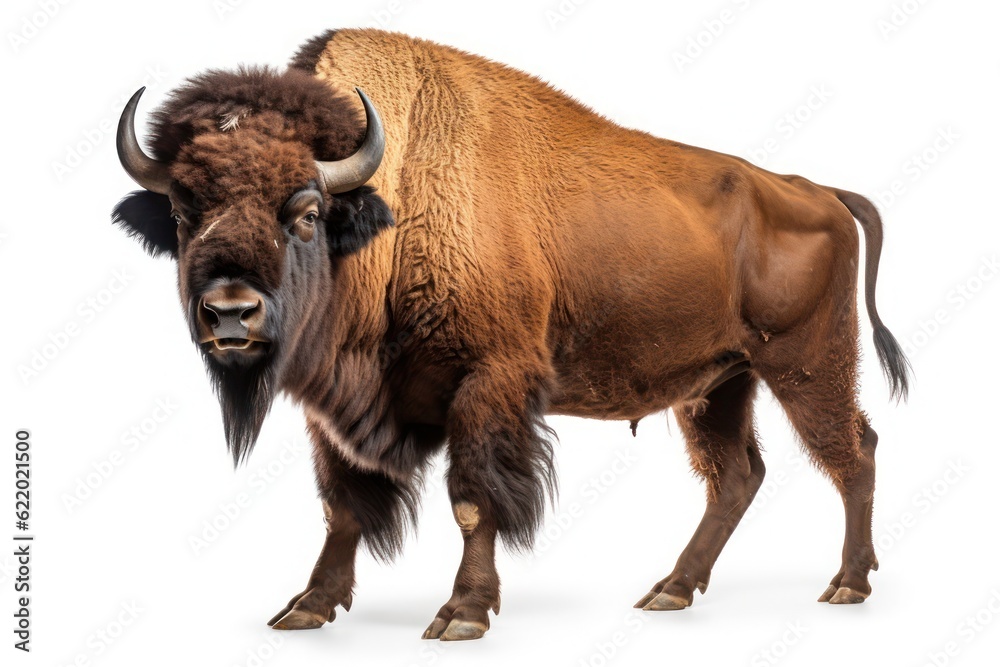a bison is standing in front of a white background a bison is standing in front of a white background