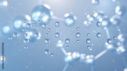 Fototapeta Naklejka Na Ścianę i Meble -  pantothenic acid molecular structure 3d, flat model, vitamin b5, structural chemical formula view from a microscope