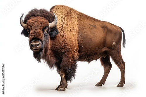 a bison is standing in front of a white background